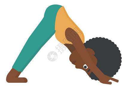 一名黑人女性做瑜伽卡通矢量人物图片