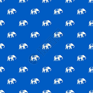 大象无缝蓝色图案矢量设计元素图片