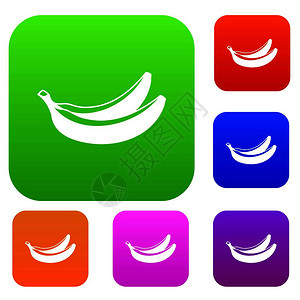 以不同颜色的孤立矢量插图显示的香蕉标溢价收集香蕉图片