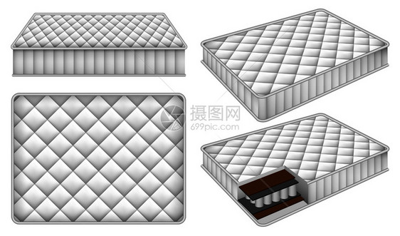 现实地展示了4个床垫的模型供网路使用的4个床垫模型模型现实的风格图片