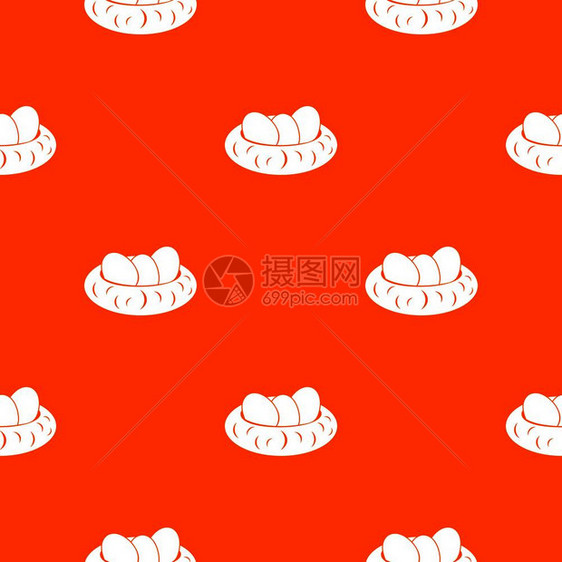 鸟巢鸟蛋无缝红色图案背景矢量设计元素图片
