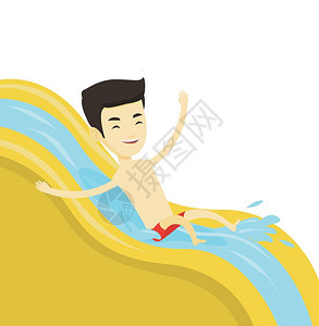 夏天卡通年青的男子冲浪矢量插图图片