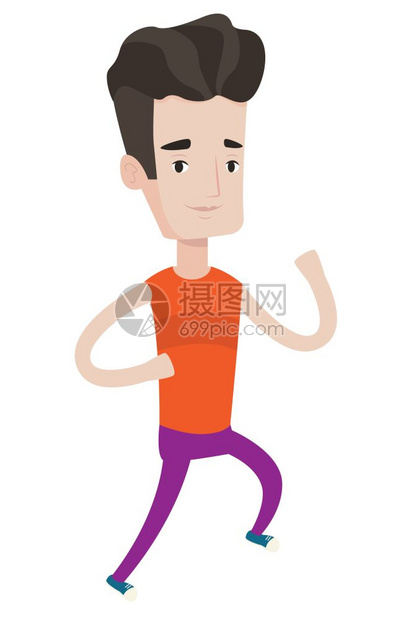 跑步健身的年轻男子卡通矢量插画图片