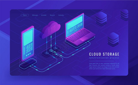 等量云存储着陆页概念同步着陆页插图图片