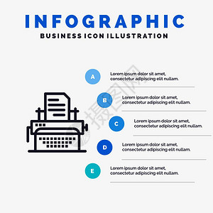 打字机文档发表带有5步插图背景的行标图片