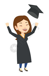 穿着斗篷和毕业帽的女毕业生图片
