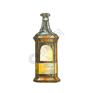 用于收集酒精烈饮料的草图瓶模板装有空白标签和样式盖彩色插图的复式玻璃容器颜色长方葡萄酒瓶子图片
