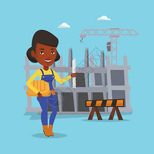 非洲工程师在建筑工地插画图片