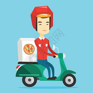 乘摩托车送披萨的人图片