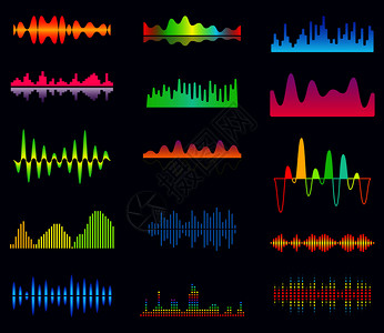 音量均衡器效模拟波室声频乐播放器波形声频信号音轨矢量集电子等效频率波曲线形音乐平衡器频率矢量集工作室声频图片