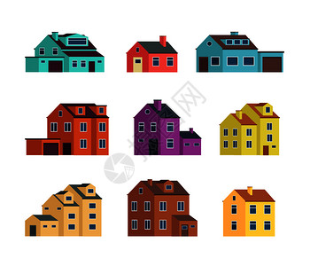 多彩房屋建筑插画图片
