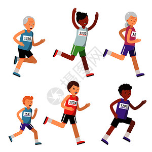 不同年龄的人马拉松跑步图片