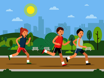 城市绿色公园景观户外慢跑的人健康活跃插图图片