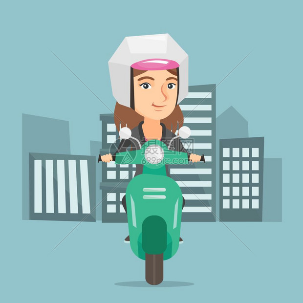 骑摩托车戴头盔的女士图片