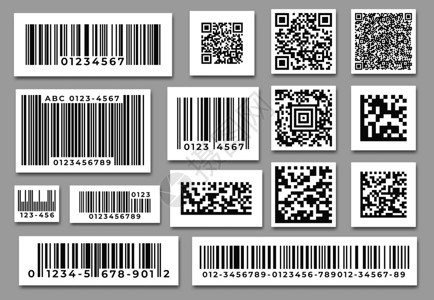 行业条码客户qr代码孤立符号矢量集条码标签代纹数字和零售定价条纹标签工业码矢量集背景图片