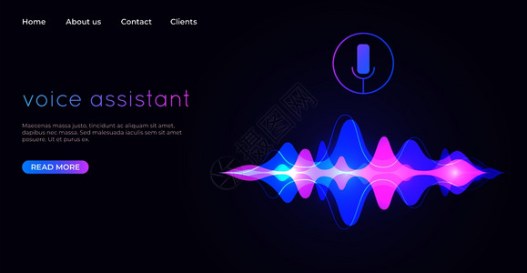 语音助理着陆网页语音识别图麦克风音响控制技术矢量网页记录音频信息麦克风音响控制技术网页背景图片