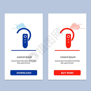 蓝牙耳机头蓝红下载和购买网络部件卡模板图片