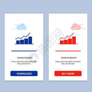 增长图表流程增加进展蓝色和红下载现在购买网络部件卡模板背景图片