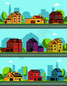 城市街道建筑物郊区道路和房屋图片