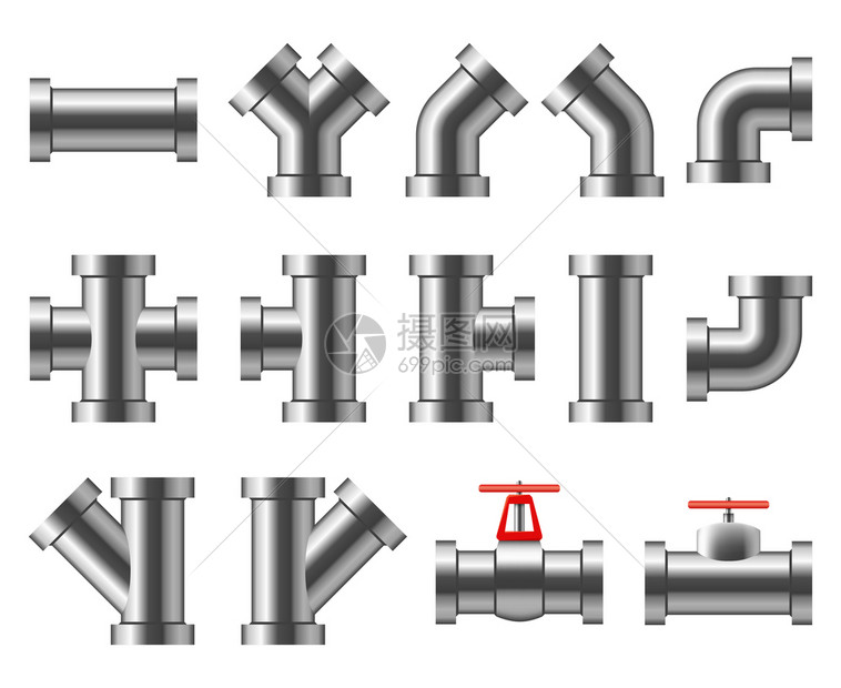 管道配件矢量插画图片