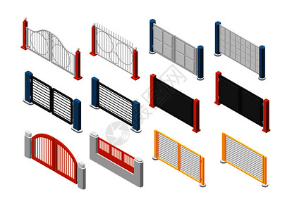 围栏大门矢量建筑插画图片