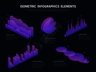 3d信息矢量集紫色可视化说明统计业务等量精度商业统计数据表和财务条形信息矢量集图片