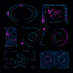 技术界面未来高符号网络空间可视化矢量图解ui图片