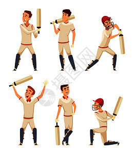 板球运动员矢量插图图片