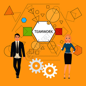 与商务人员进行团队合作矢量插图与商务人士的团队合作理念图片