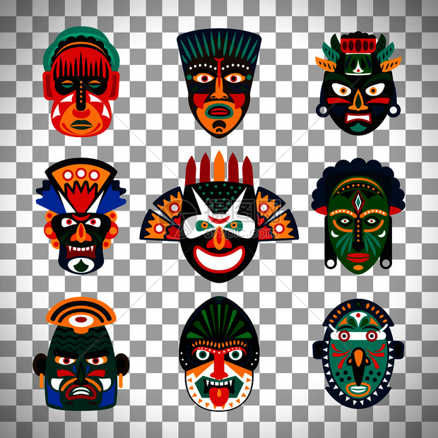 非洲部落多彩面罩图片