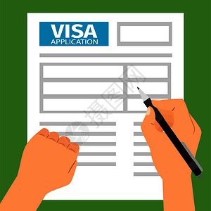 写文件男子手填写签证申请矢量图填写签证申请的人手插画