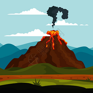 火山爆发岩浆图片