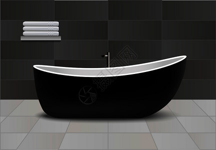 黑浴缸概念背景用于网络设计的黑浴缸矢量概念背景的现实插图黑浴缸概念背景现实风格图片