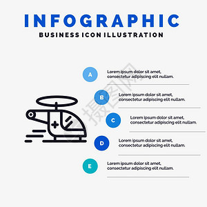 直升机医疗救护车带有5个步骤演示图背景的空中线标图片