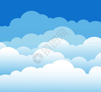 天空和云层的矢量卡通图图片