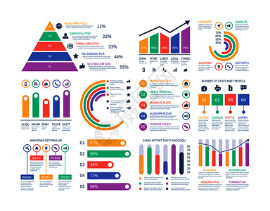 分析图表元素数据形营销表预算平坦直方图统计信息表元素可视化图表插人口统计流程图分析信息元素统计背景图片