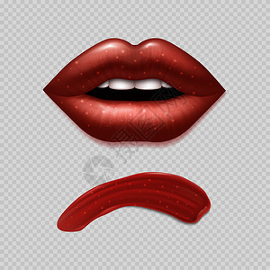女向量现实的嘴唇和闪亮口红模板展示美容和时装向量现实的女嘴唇和口红模板图片