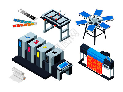 数字激光打印机喷墨印刷工具矢量图背景图片