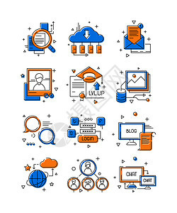 网络社交聊天和登录连接插图数字媒体标社会营销区人群到网络聊天移动连接图片