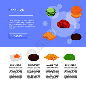 一组孤立的矢量等汉堡成分图片