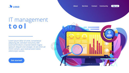 数据分析员监督和管理收入放大器费用财务管理系统软件管理工具概念网站充满活力的紫外线着陆网页图片