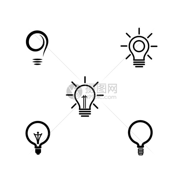 光灯泡符号矢量设计插图