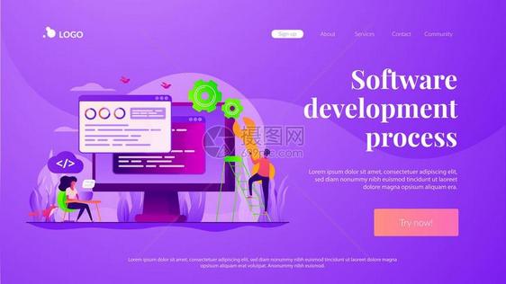 网站页优化后端开发软件过程后端应用序开发者概念网站主页头登陆网模板图片