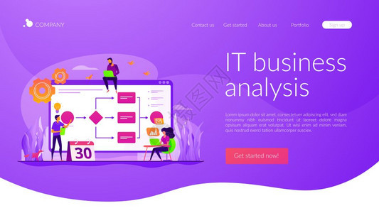 业务流程管理可视化业务分析概念网站主页头登陆网模板业务流程管理着陆页面模板办公室高清图片素材