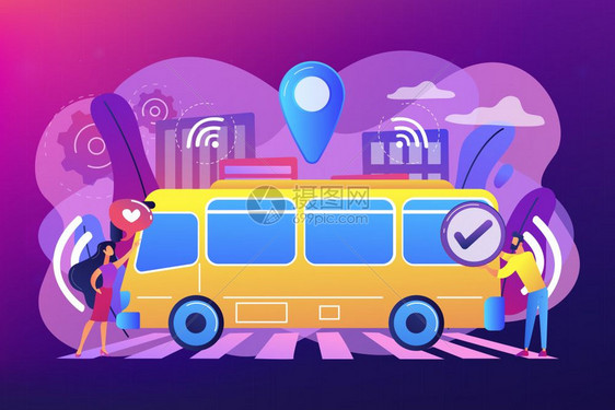紫外线自动公交驾驶城市通服务概念图片