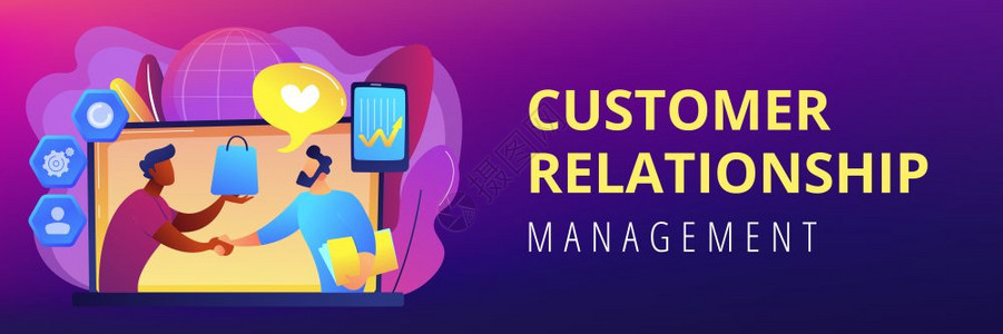 管理者与客户握手进行互动的战略客户关系管理crm系统领导管理概念图片