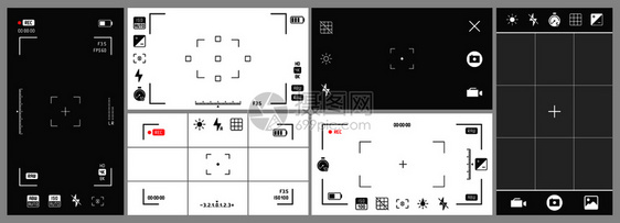 摄影机查看器录像应用设置框架矢量图图片