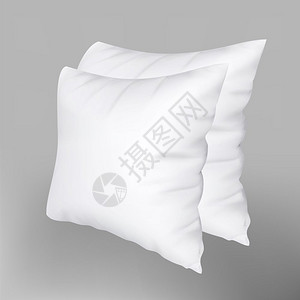 用于舒适放松睡眠矢量复制空间的纺织枕头2个空白的整形软枕头堆积起来用于舒适卧室棉花附件用于睡眠模板符合实际的3D插图用于舒适放松图片