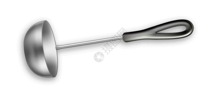 铝勺烹饪设备餐具样板符合实际的3d插图面板金属汤工具厨房用矢量图片