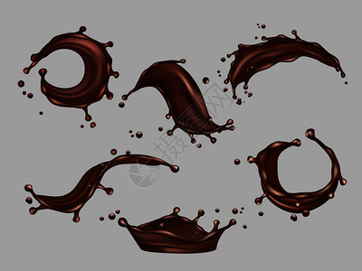 飞溅巧克力巧克力热饮插画
